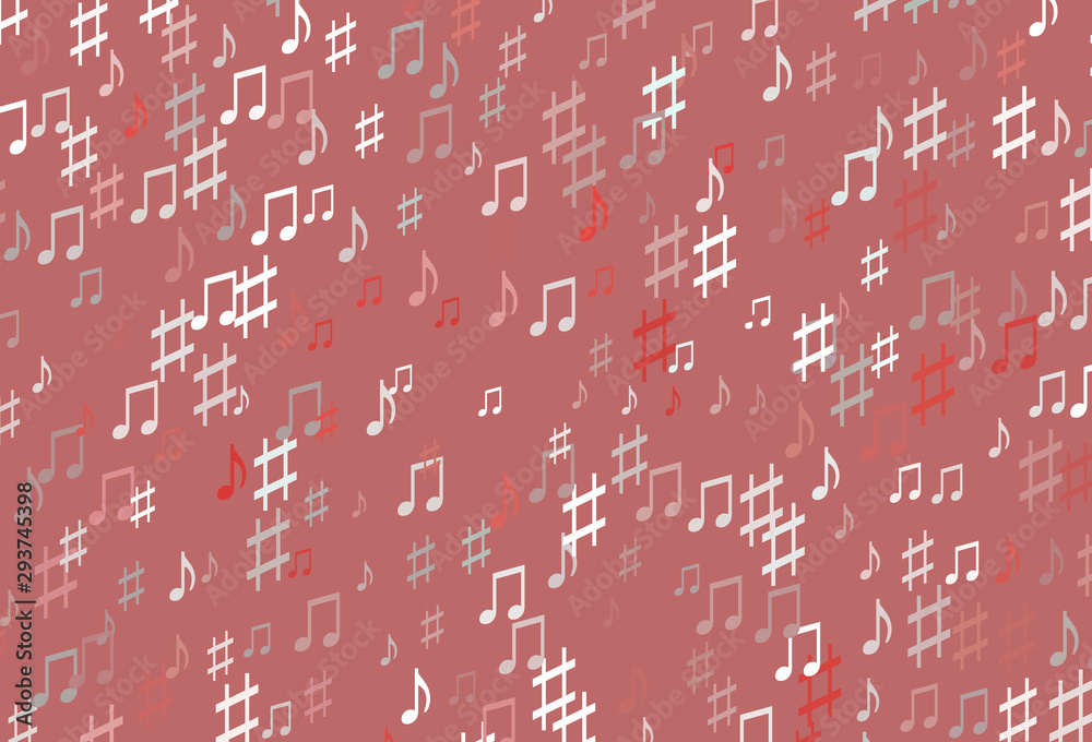 Light Red vector backdrop with music notes.