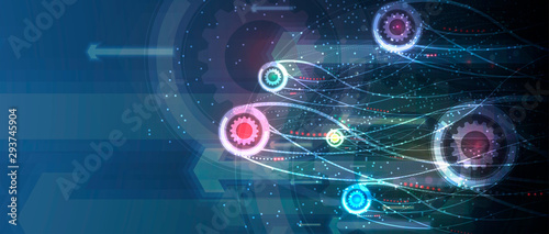 Neural network concept. Connected cells with links. High technology process. Abstract background