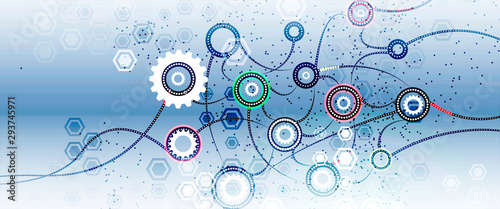 Neural network concept. Connected cells with links. High technology process. Abstract background