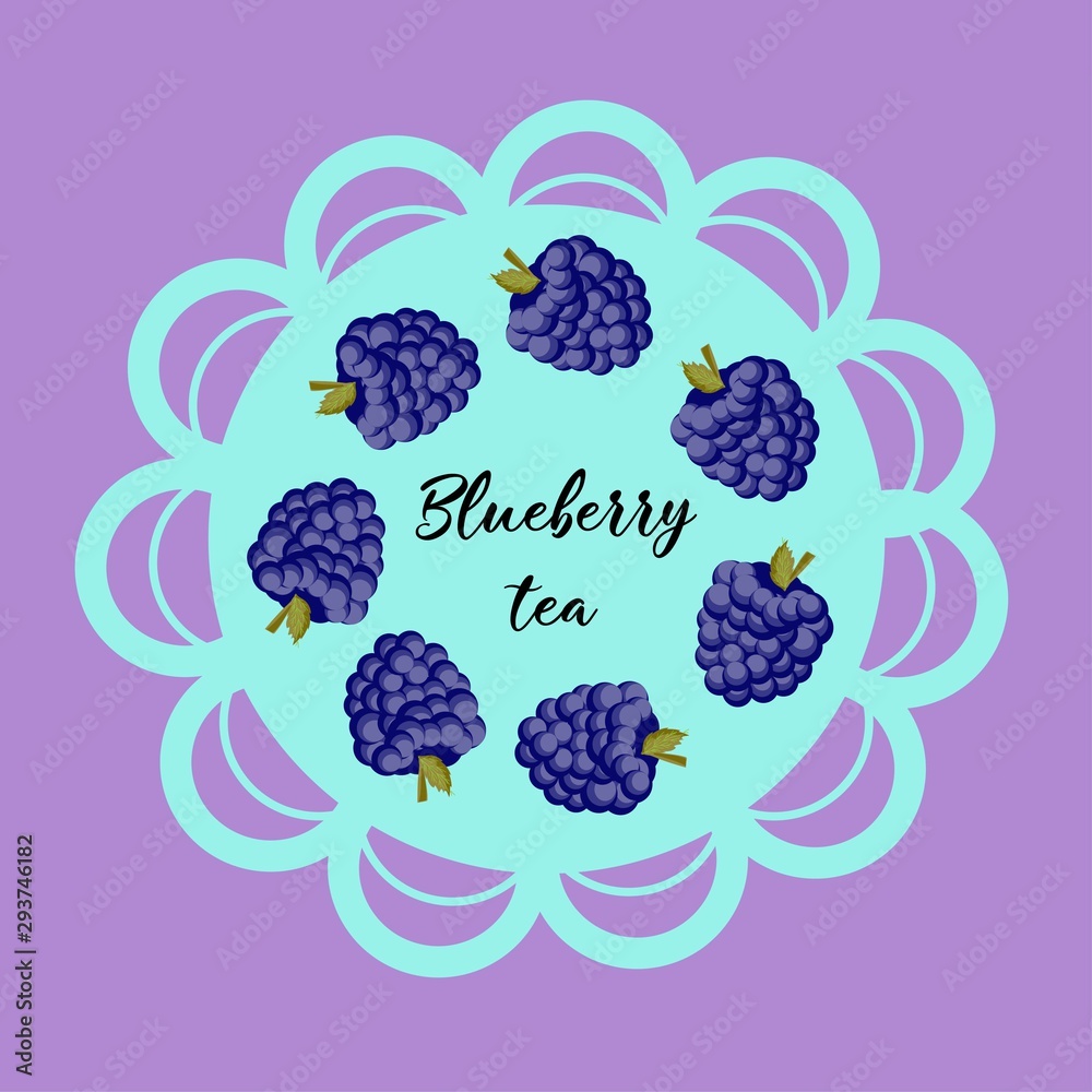 Illustration of cute staring dewberry mascot isolated on light background. Flat design style for your mascot branding.