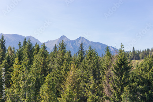 Mountain range with visible silhouettes. Standing empty on top of a mountain view. Tourism concept.