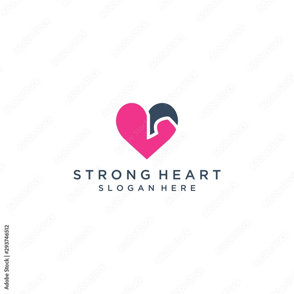 smart logo design, heart with arm muscles