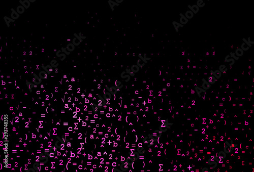Dark Pink vector background with Digit symbols.