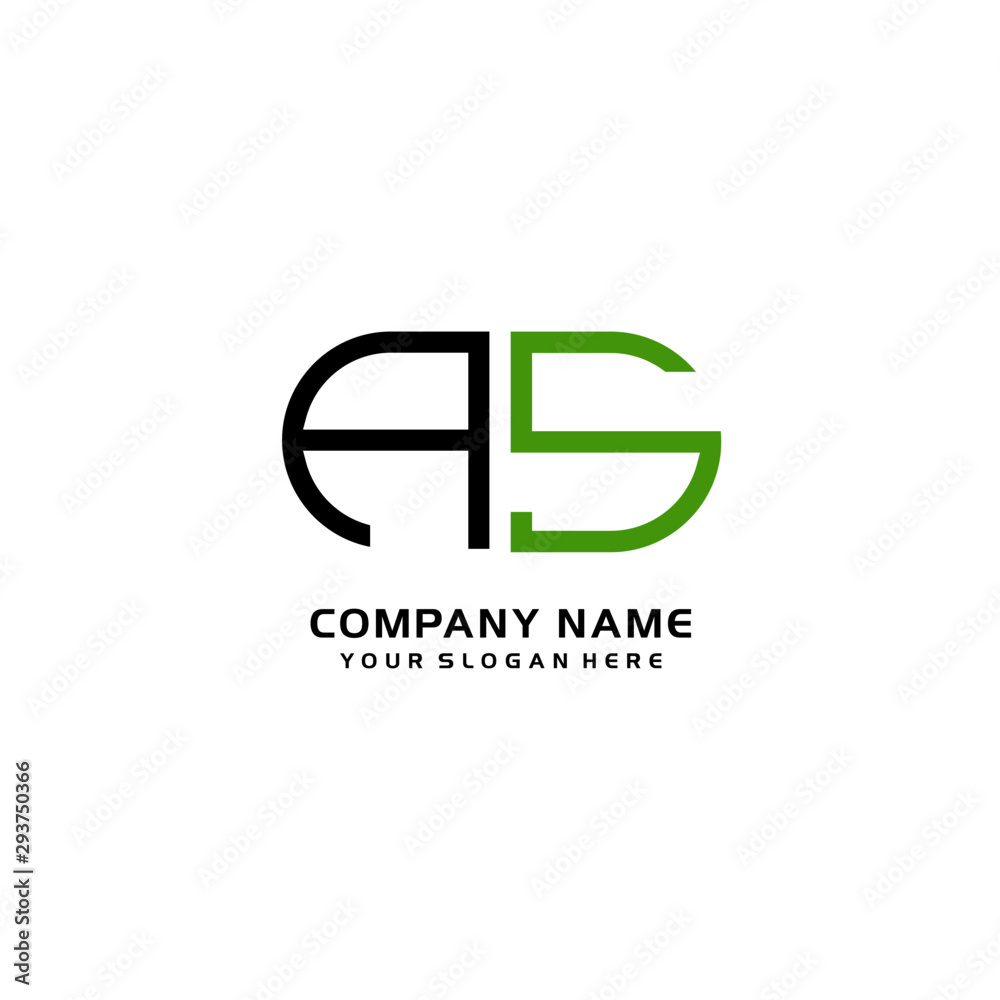 Icon Design Logo Letters AS Minimalist, oval-shaped logo, with colors, black, green, orange Icon Design Logo Letters AS Minimalist, oval-shaped logo, with colors, black, green, orange