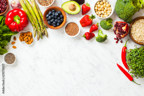 Fototapeta Naklejka Na Ścianę i Meble -  Superfoods on a gray background with copy space