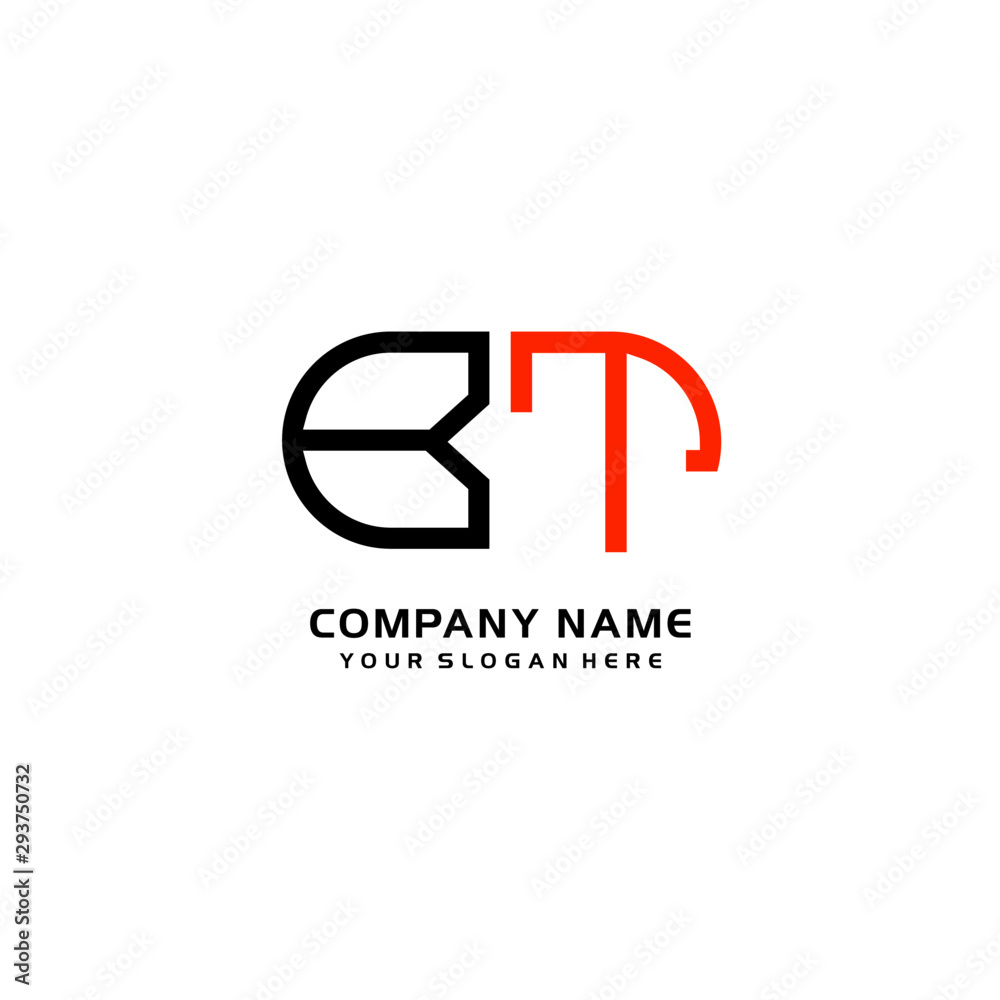 Icon Design Logo Letters BT Minimalist, oval-shaped logo, with colors, black, green, orange