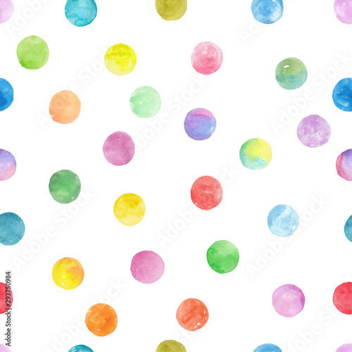 Polka Dot Pattern, Seamless Watercolor Background