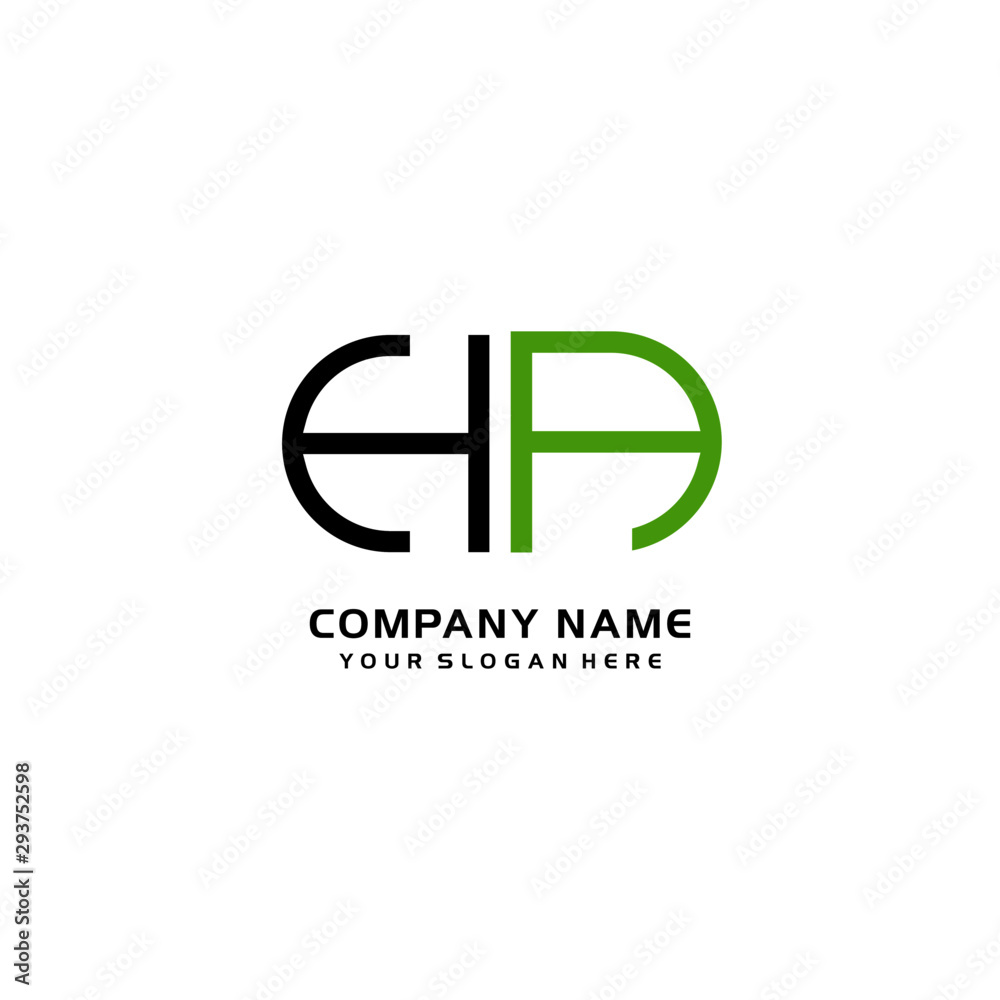 Icon Design Logo Letters HA Minimalist, oval-shaped logo, with colors, black, green, orange Icon Design Logo Letters HA Minimalist, oval-shaped logo, with colors, black, green, orange