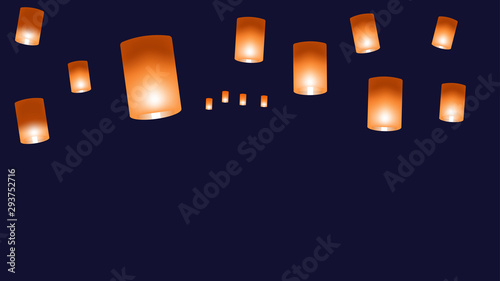 Vector web background with chinese lanterns on a dark blue background