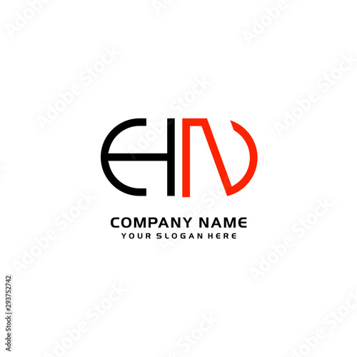 Free Download Icon Design Logo Letters HN Minimalist, oval-shaped logo, with colors, black, green, orange - GFXLoad