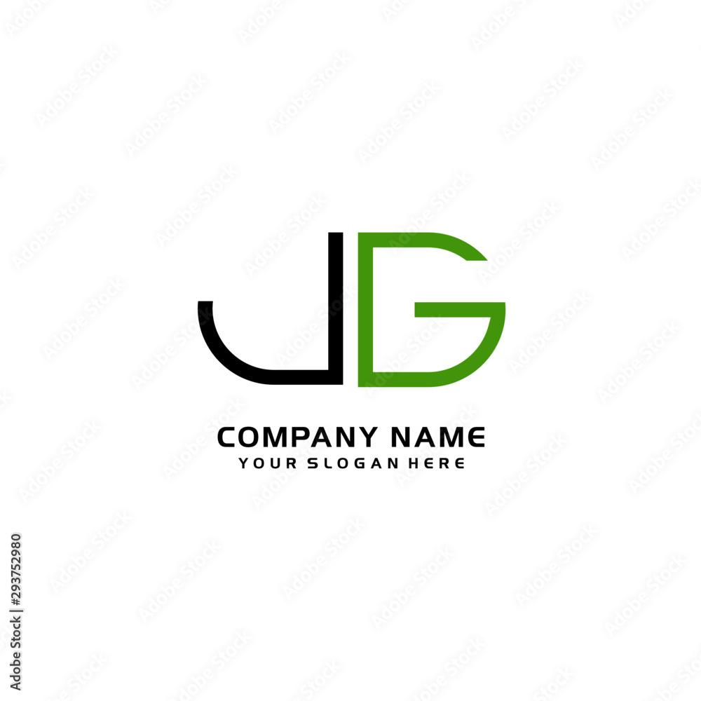Icon Design Logo Letters JG Minimalist, oval-shaped logo, with colors, black, green, orange Icon Design Logo Letters JG Minimalist, oval-shaped logo, with colors, black, green, orange