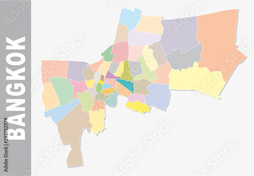 Colorful Bangkok administrative and political map