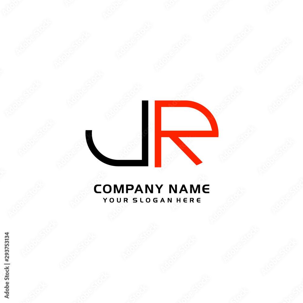Icon Design Logo Letters JR Minimalist, oval-shaped logo, with colors, black, green, orange