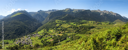 panorama of valley of Benou in the french Pyrenees mountains