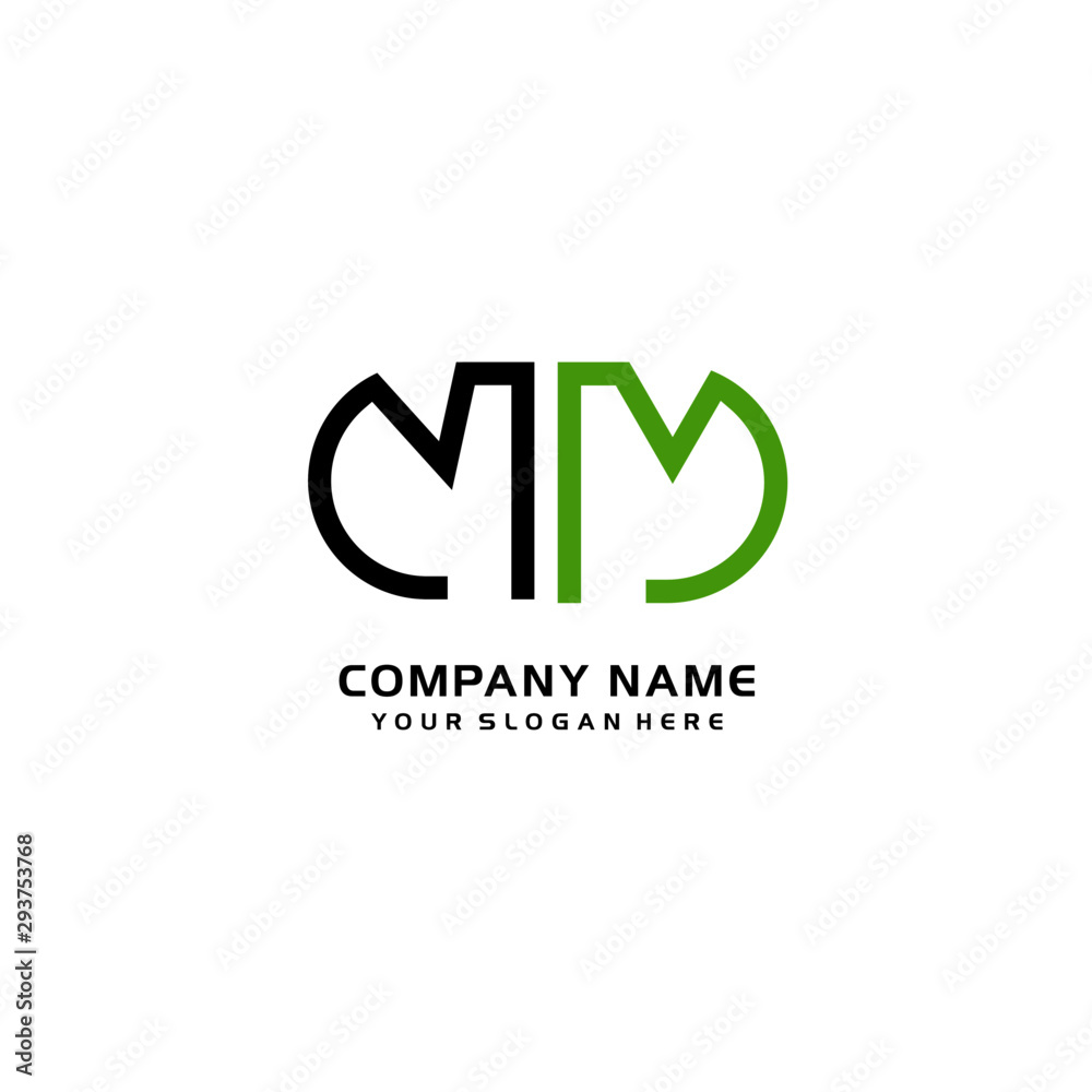 Icon Design Logo Letters MM Minimalist, oval-shaped logo, with colors, black, green, orange Icon Design Logo Letters MM Minimalist, oval-shaped logo, with colors, black, green, orange