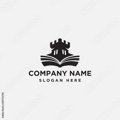 book castle logo design - vector
