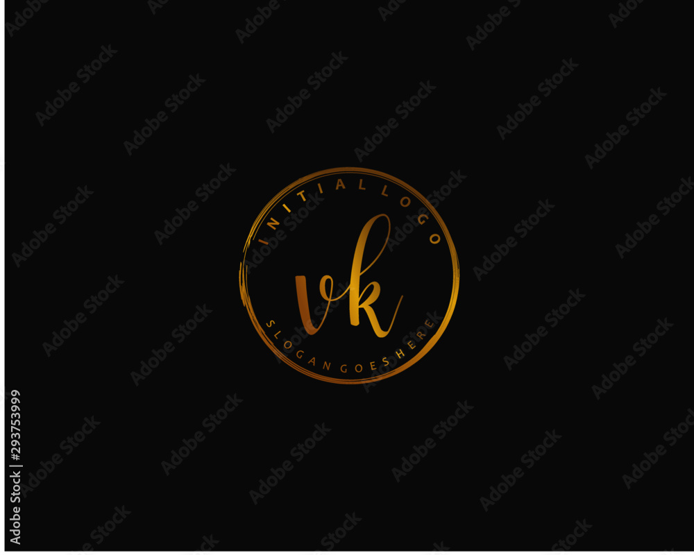 VK Initial handwriting logo vector