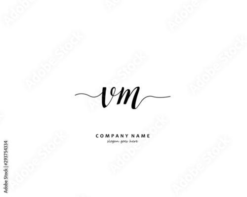 VM Initial handwriting logo vector