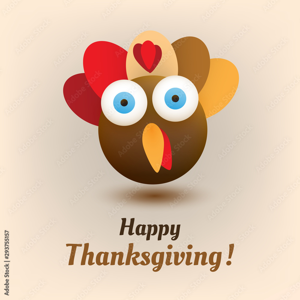 Happy Thanksgiving Card Design Template with Turkey Emoji Stock Vector