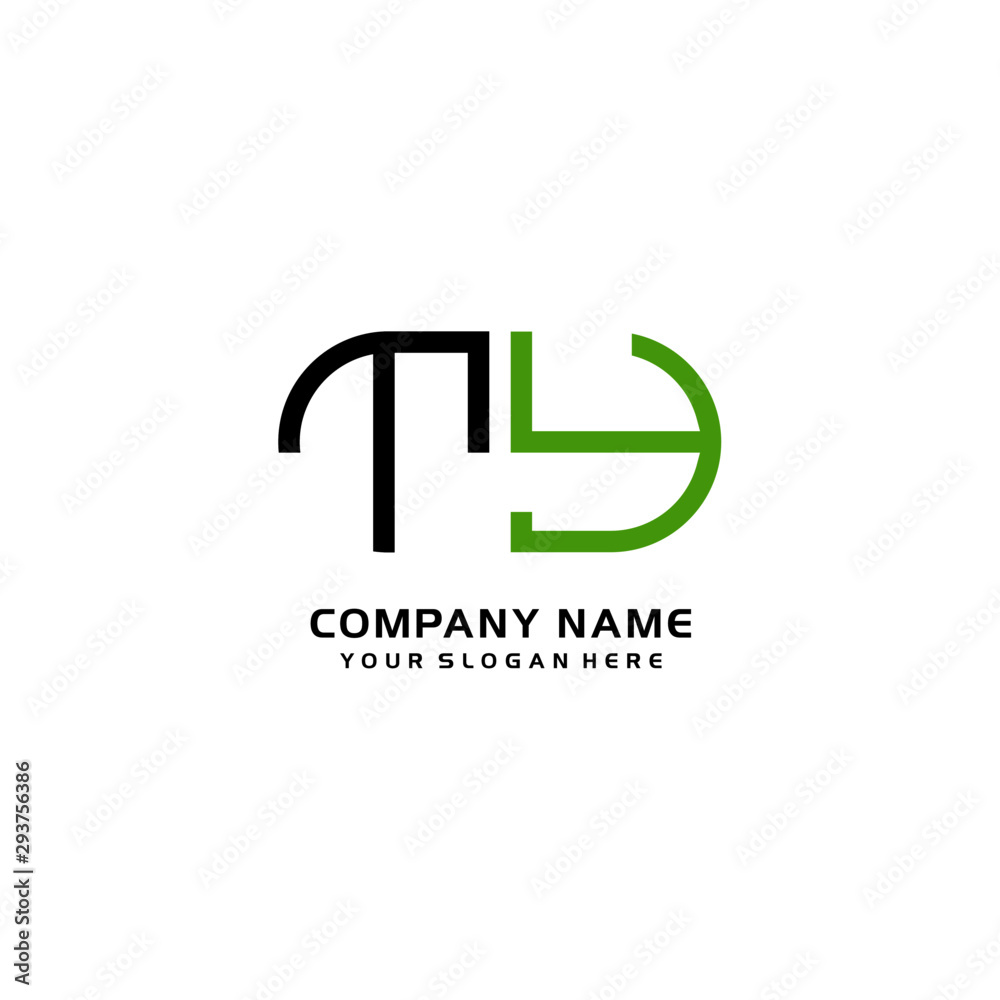 Icon Design Logo Letters TY Minimalist, oval-shaped logo, with colors, black, green, orange
