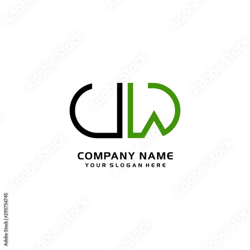 Free Download Icon Design Logo Letters UW Minimalist, oval-shaped logo, with colors, black, green, orange - GFXLoad