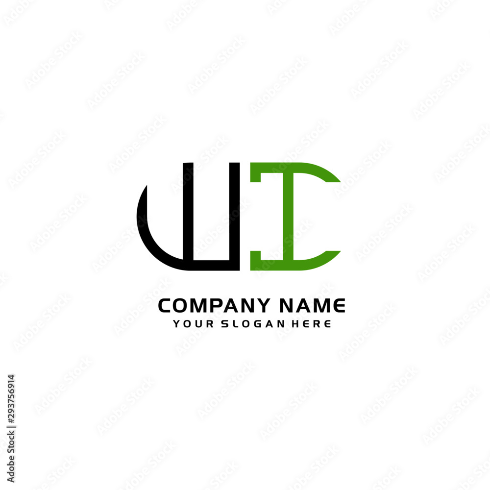 Icon Design Logo Letters WI Minimalist, oval-shaped logo, with colors, black, green, orange Icon Design Logo Letters WI Minimalist, oval-shaped logo, with colors, black, green, orange