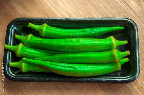 Vegetables with high nutritional value, okra can be cold food photo