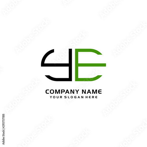 Icon Design Logo Letters YE Minimalist, oval-shaped logo, with colors, black, green, orange