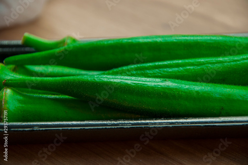 Vegetables with high nutritional value, okra can be cold food photo