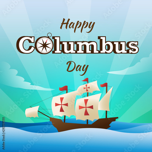 Illustration flat vector happy columbus day  background or banner graphic