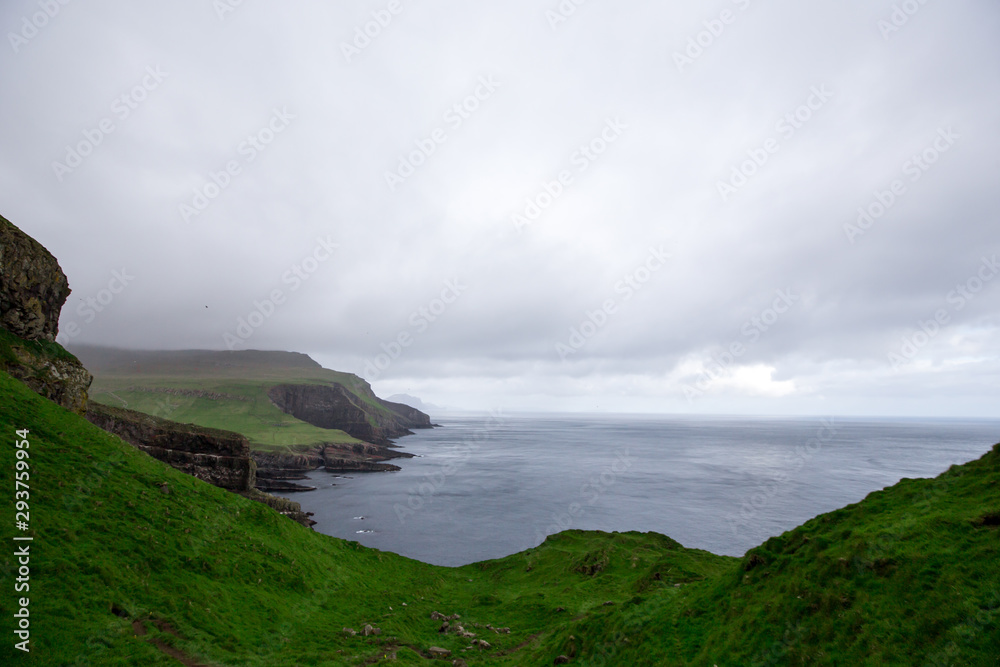 Dramatic landscape on Faroe Islands. The nature of the Faroe Islands in the north Atlantic/