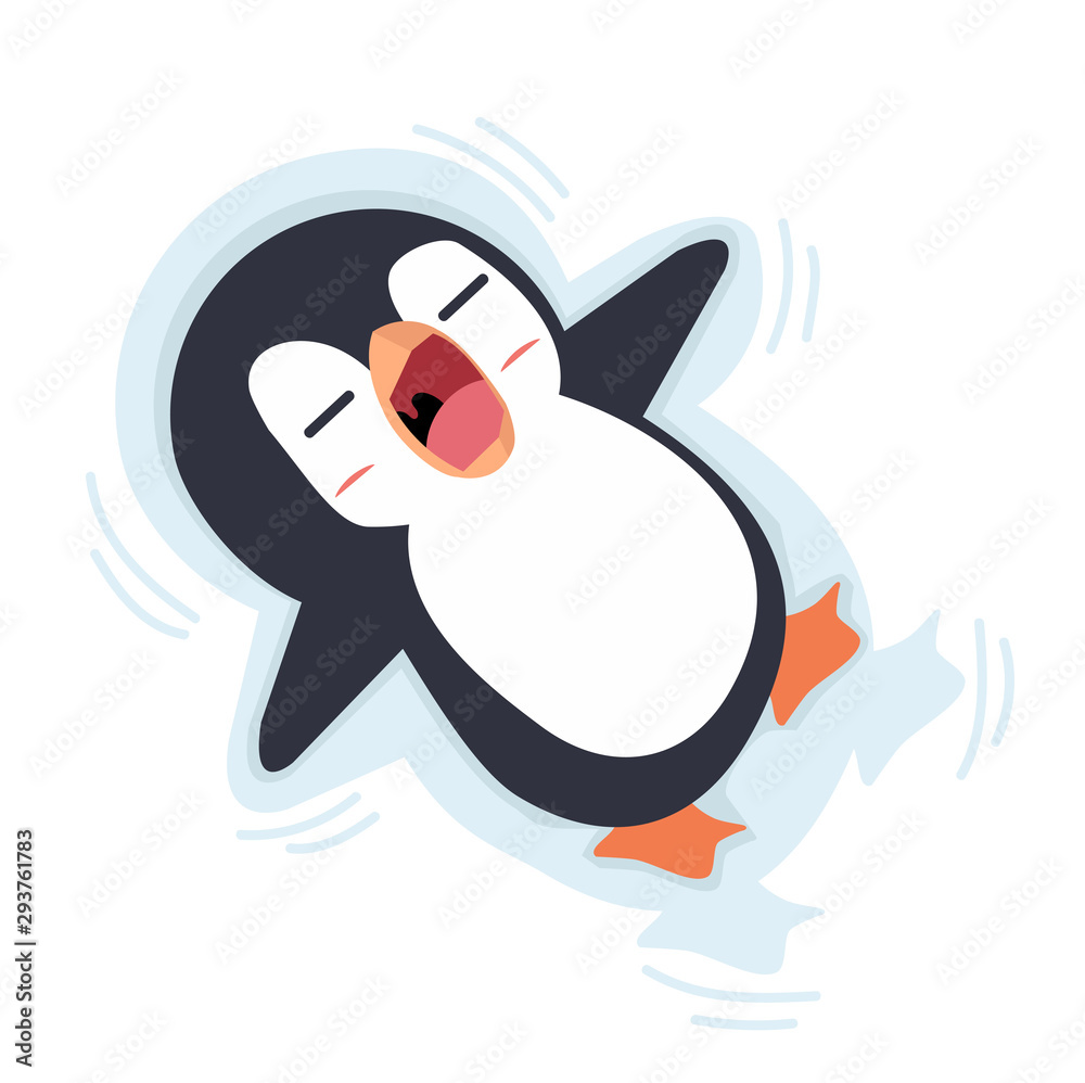 Fototapeta premium penguin sleeping on ice Vector Illustartion