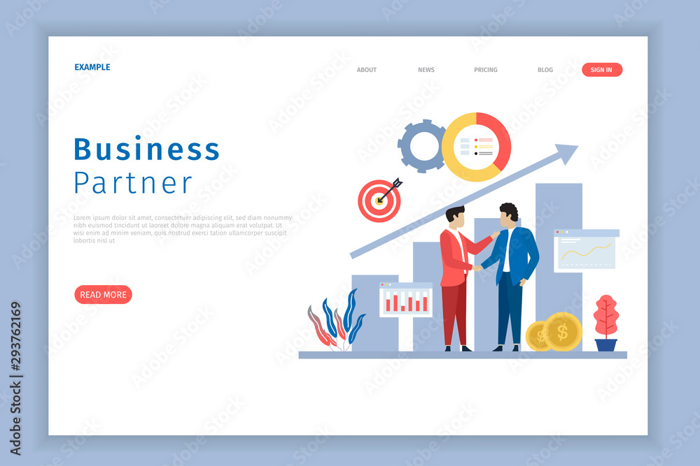 Business partnership landing page for site. Business partnership can be used for websites, landing pages, UI, mobile applications, posters, banner Business partnership landing page for site. Business partnership can be used for websites, landing pages, UI, mobile applications, posters, banner