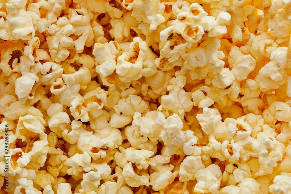 top view of delicious crunchy fresh popcorn