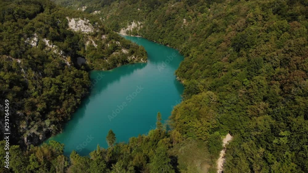 Top view of beautiful landscape of Plitvice Lakes National Park, Croatia, august 2019 Top view of beautiful landscape of Plitvice Lakes National Park, Croatia, august 2019