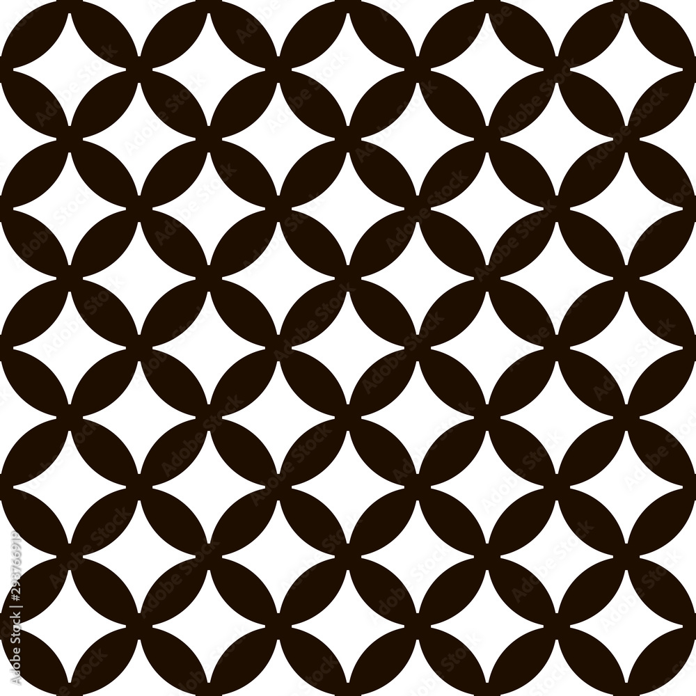 Fototapeta premium Black and white geometric seamless pattern with circle, abstract background, vector, illustration.