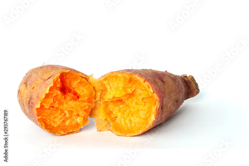 Ripe Yam or Sweet potato isolated on white background.