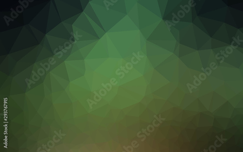 Dark Green vector triangle mosaic cover. Shining colored illustration in a Brand new style. Template for your brand book.