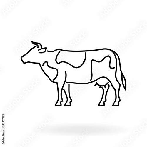 Cow vector icon. Beef and dairy produce sign. Farm animal and cattle illustration.