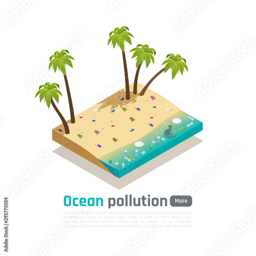 Coastal Pollution Isometric Composition
