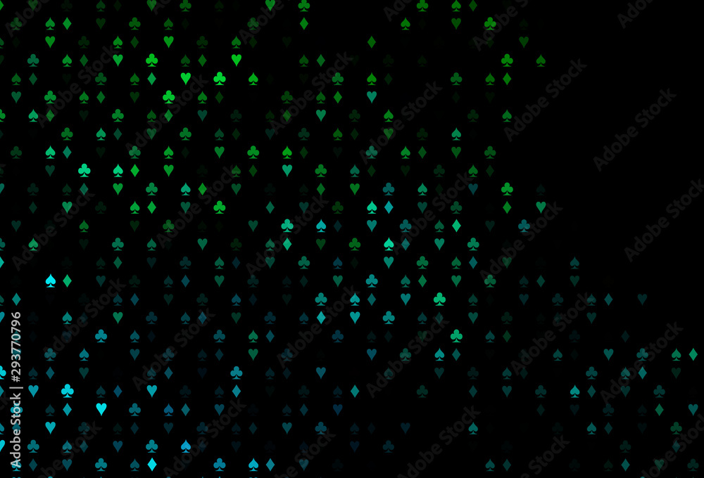 Dark Blue, Green vector pattern with symbol of cards.
