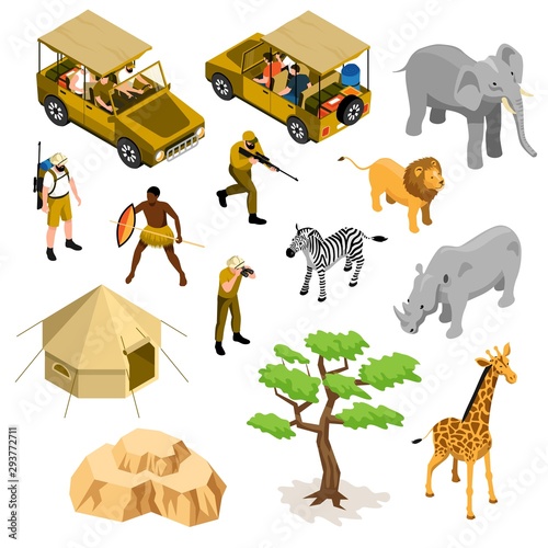Isometric Safari Icons Set