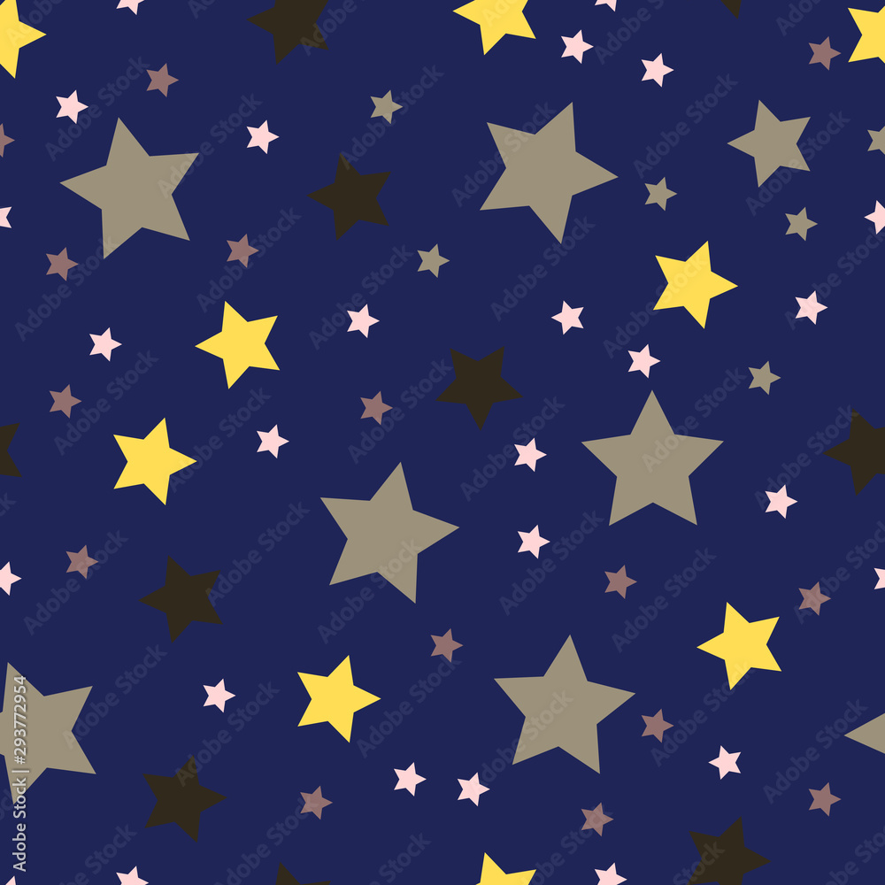 Seamless Pattern With Stars In Dark Night Sky.