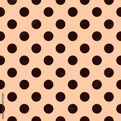 Polka Brown Mocha Dot Seamless Retro Pattern in Pink background.