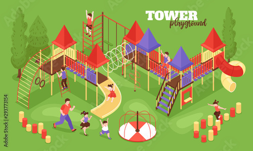 Tower Playground Kids Composition