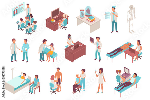 Medical Students Isometric Icons