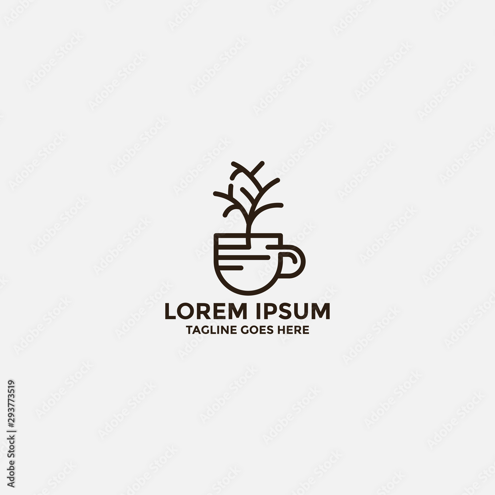Fototapeta premium Leaf cup logo designs concept. Coffee restaurant logo template - vector