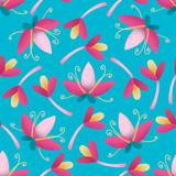 Floral seamless pattern on colorful background.