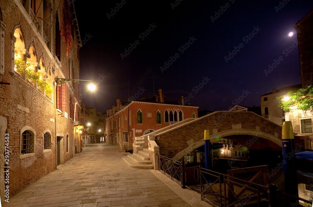 In Venice at night, complete silence instead of tidal waves of tourists.