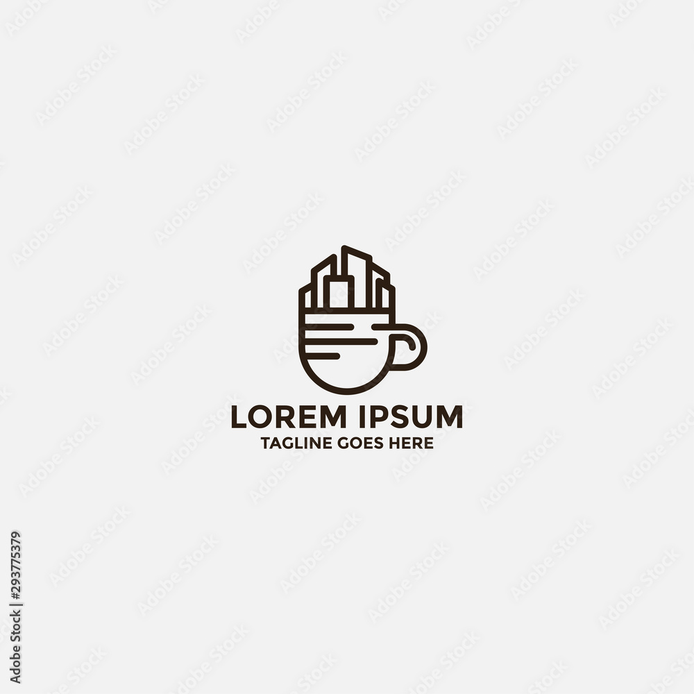 Coffee City logo designs concept. Coffee Building logo template - vector Coffee City logo designs concept. Coffee Building logo template - vector